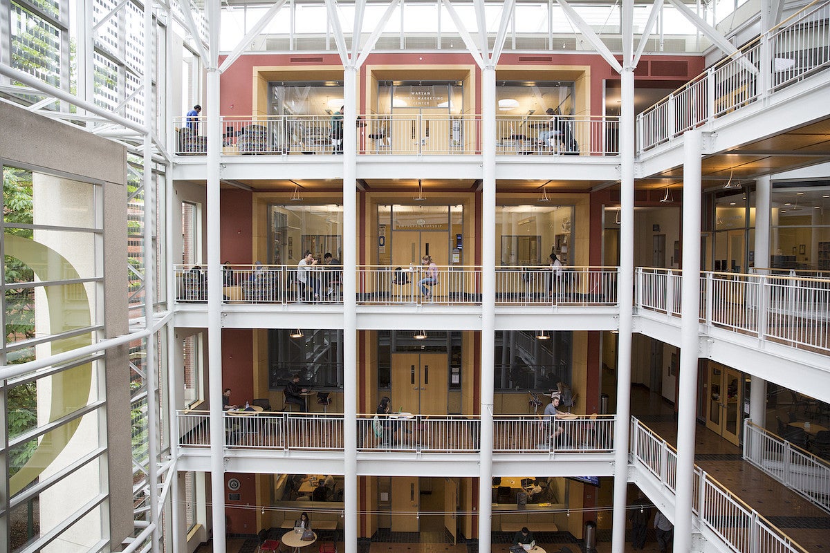 indoor 4-story atrium in Lillis hall