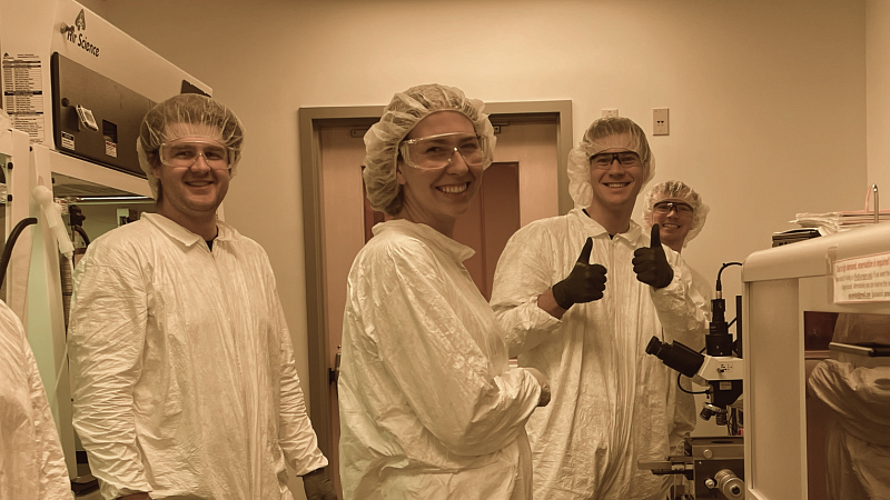 Students in nanofabrication lab.