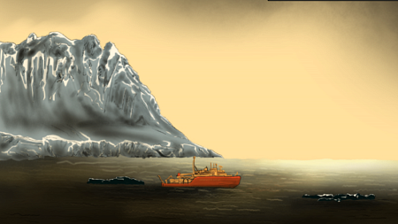 A painting of an iceberg