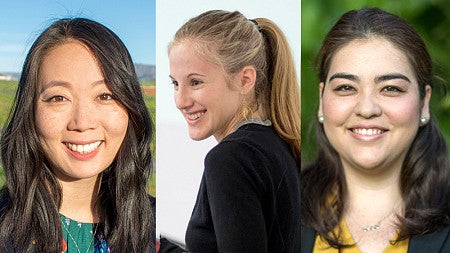 From left: new assistant professors Alayna Park, Chanel Meyers and Mariah Kornbluh