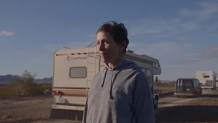 Frances McDormand in a scene from Nomadland