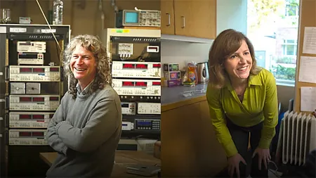 richard taylor and leslie leve composite portrait in their offices