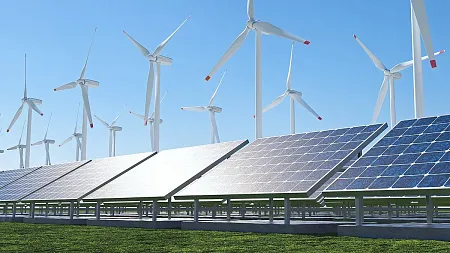 Windmills and solar panels