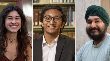 Headshots of three students, all smiling