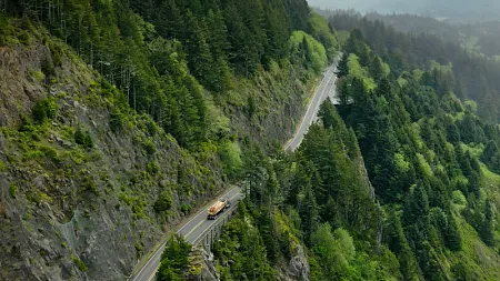 aerial view of a mountainous forest