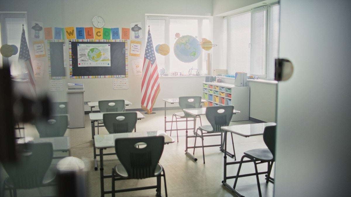 inside an empty classroom