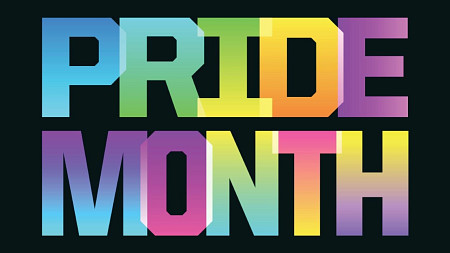 the words Pride Month atop a black background