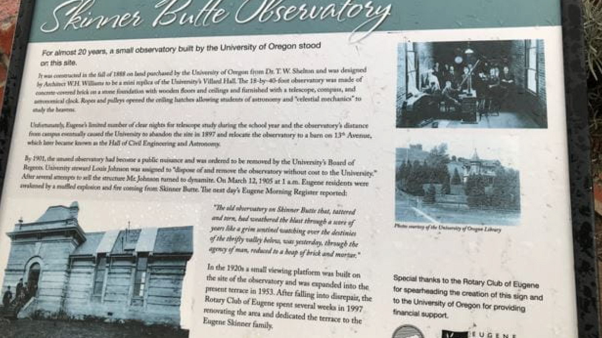 Physcis Skinner's Butte Astronomical Observatory intro sign