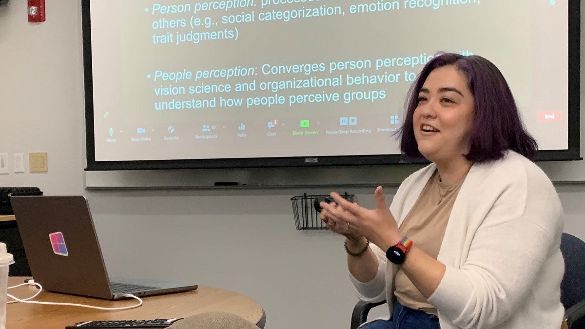 Professor Chanel Meyers presenting to a class