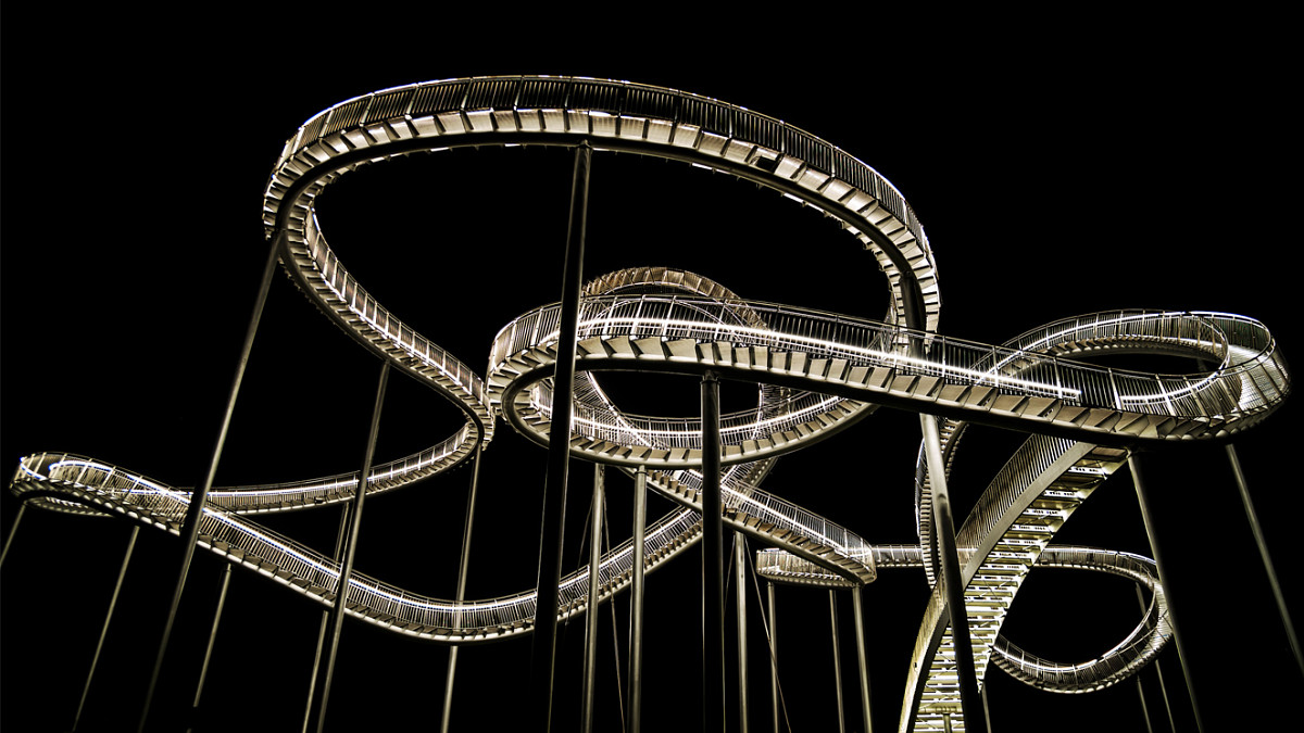 Rollercoaster at night in Pohang