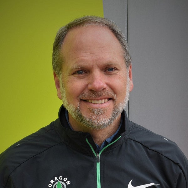 Bowerman Sports Science Center director Mike Hahn smiling into camera